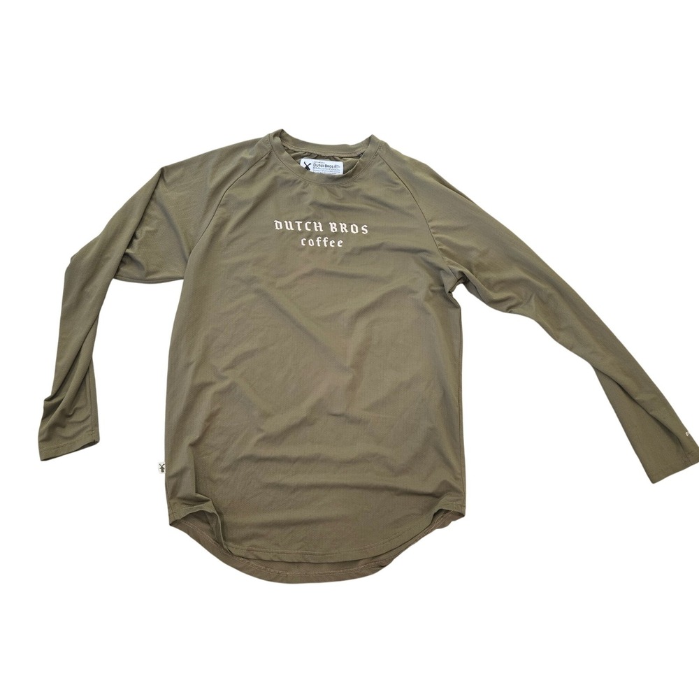 Dutch Bros Coffee Olive Green Long Sleeve Athletic Shirt‎ Size Large